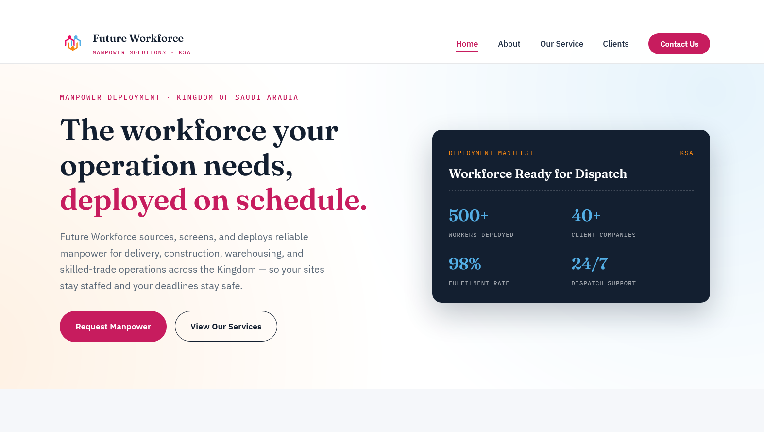 Client website screenshot